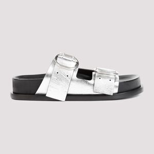JIL SANDER Double Strap Buckle Flat Sandals Women METALLIC